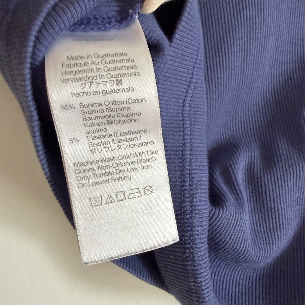 Madewell Dusty Twilight Blue Supima Rib Crop Tee size Medium EUC - Picture 8 of 9